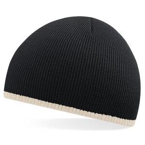 BEECHFIELD BF44C - Two-Tone Beanie Knitted Hat Black/Stone