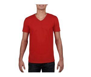 Gildan GN646 - T-Shirt Homme Col V 100% Coton Rouge