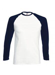 FRUIT OF THE LOOM SC238 - Baseball Manches Longues White/Deep navy