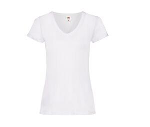 FRUIT OF THE LOOM SC601 - Lady-Fit Valueweight V-Neck T Blanc