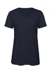 B&C BC058 - Tee-shirt col V femme Tri-blend Navy