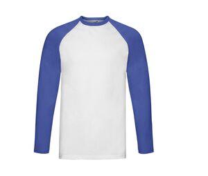 FRUIT OF THE LOOM SC238 - Baseball Manches Longues White / Royal Blue