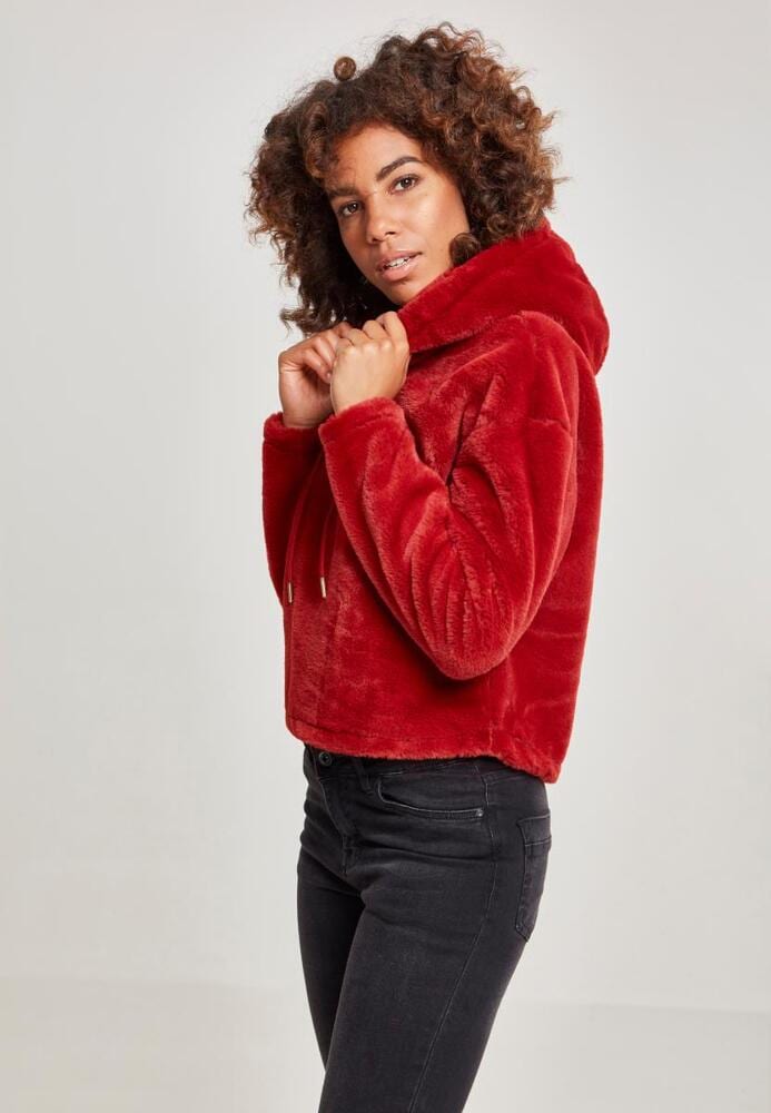 Urban Classics TB2348C - Sweatshirt à capuche peluche court grande taille pour dames
