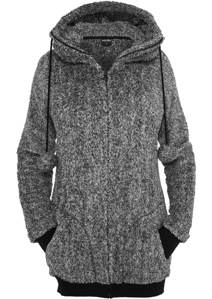 Urban Classics TB616C - Sweatshirt à capuche avec fermeture éclair peluche pour dames mélange