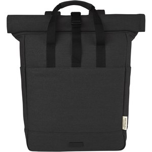 PF Concept 120678 - Sac à dos pour ordinateur portable Joey de 15 L en toile recyclée GRS 15 pouces avec dessus enroulable Solid Black