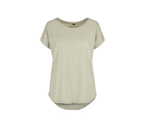 BUILD YOUR BRAND BY036 - T-shirt femme au dos rallongé Soft Salvia